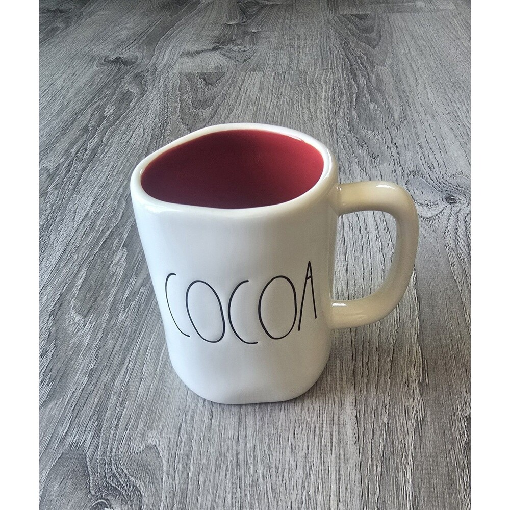 Rae Dunn Cocoa Mug Artisan Collection By Magenta White Red Inside